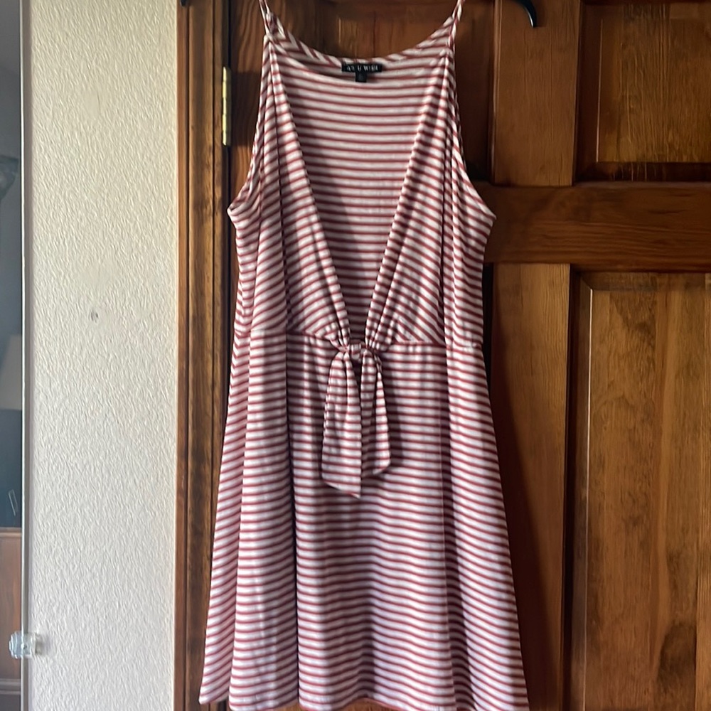 Red and white striped dress